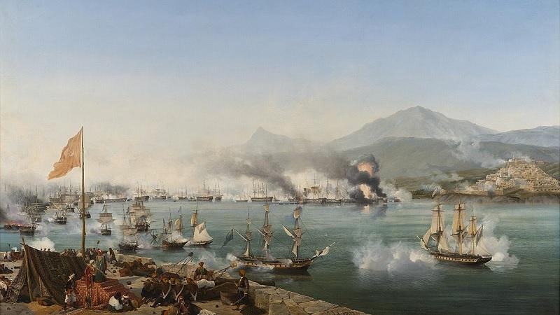 Acontece a Batalha Naval de Navarino, a última a ser travada totalmente com navios a vela