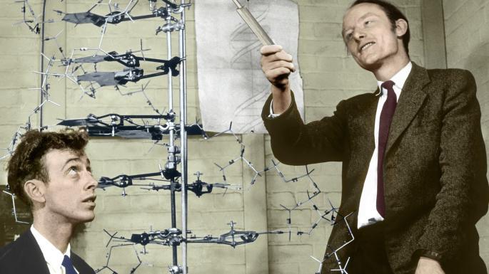 James Watson e Francis Crick anunciam a descoberta do DNA