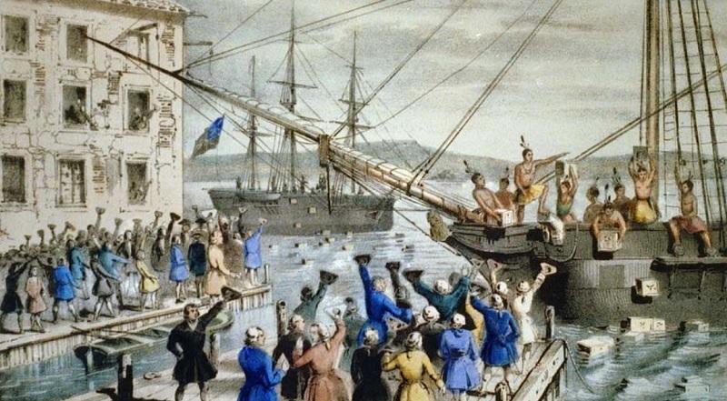 Colonos dos EUA protestam contra impostos ingleses na Festa do Chá de Boston